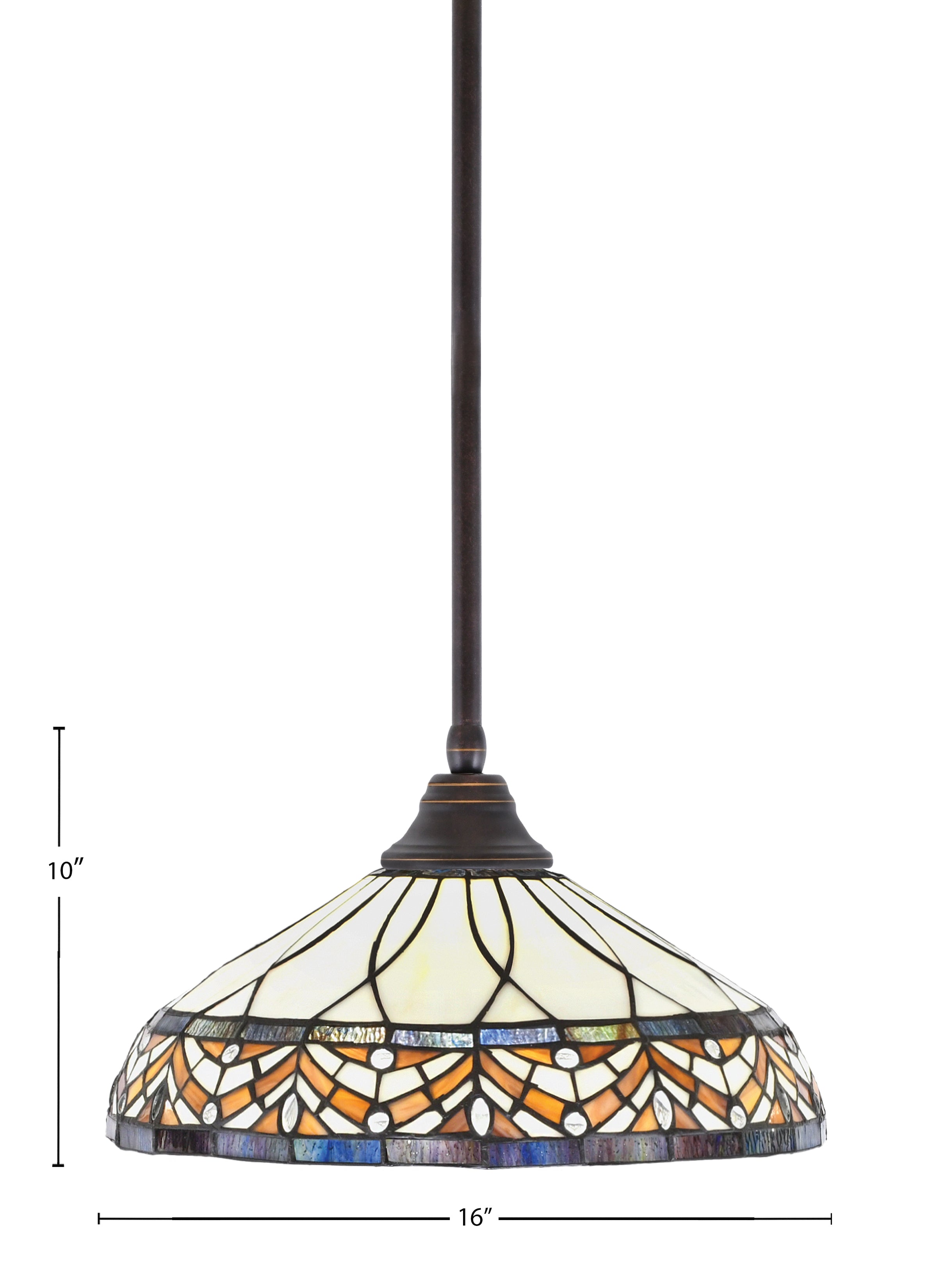 Any One Light Pendant in Dark Granite with 16" Royal Merlot Art Glass Shade