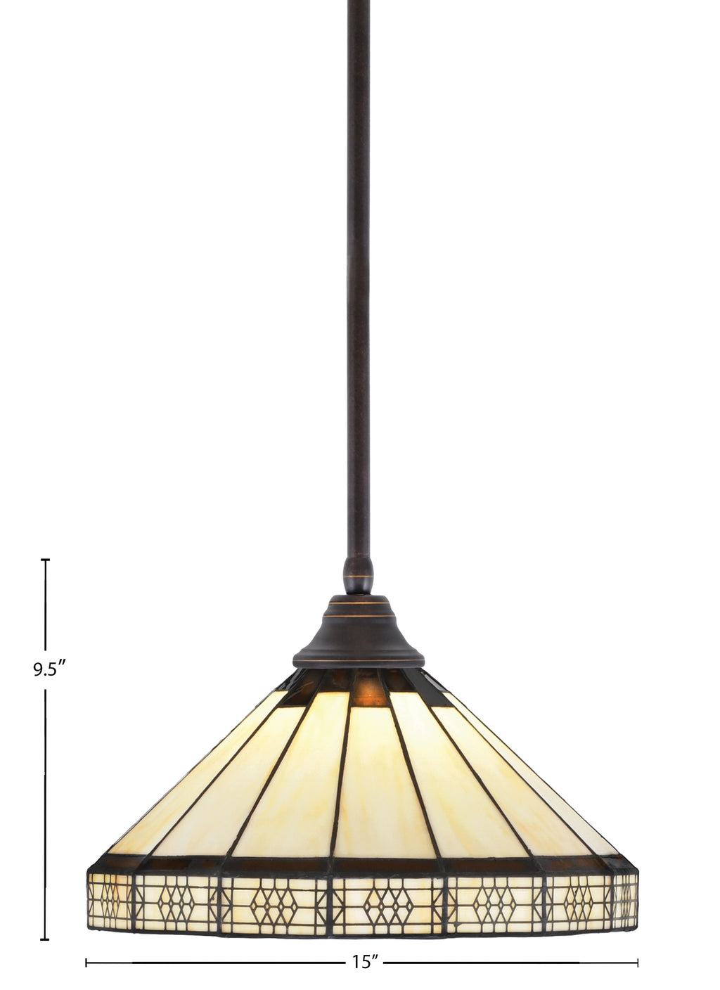 Any One Light Pendant in Dark Granite with 15" Honey & Brown Mission Art Glass Shade