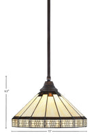 Any One Light Pendant in Dark Granite with 15" Honey & Brown Mission Art Glass Shade