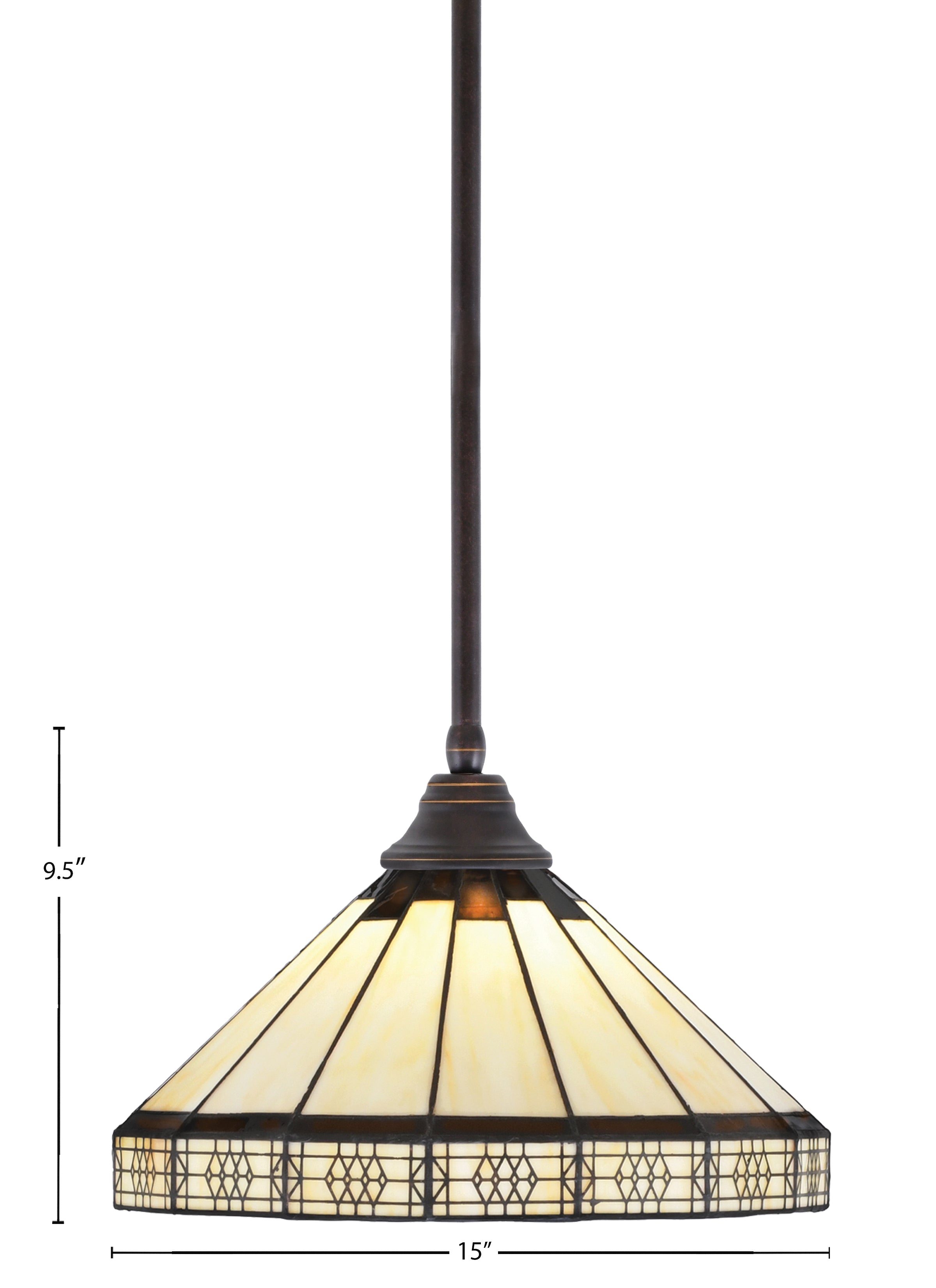 Any One Light Pendant in Dark Granite with 15" Honey & Brown Mission Art Glass Shade