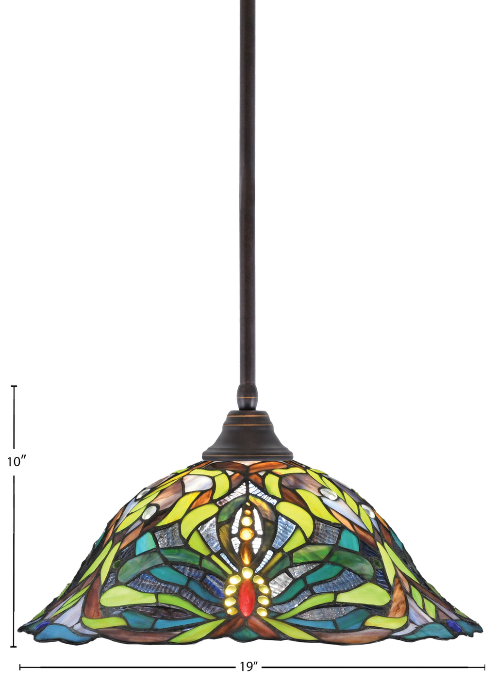 Any One Light Pendant in Dark Granite with 19" Kaleidoscope Art Glass Shade