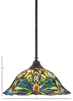 Any One Light Pendant in Dark Granite with 19" Kaleidoscope Art Glass Shade