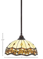 Any One Light Pendant in Dark Granite with 16" Roman Jewel Art Glass Shade