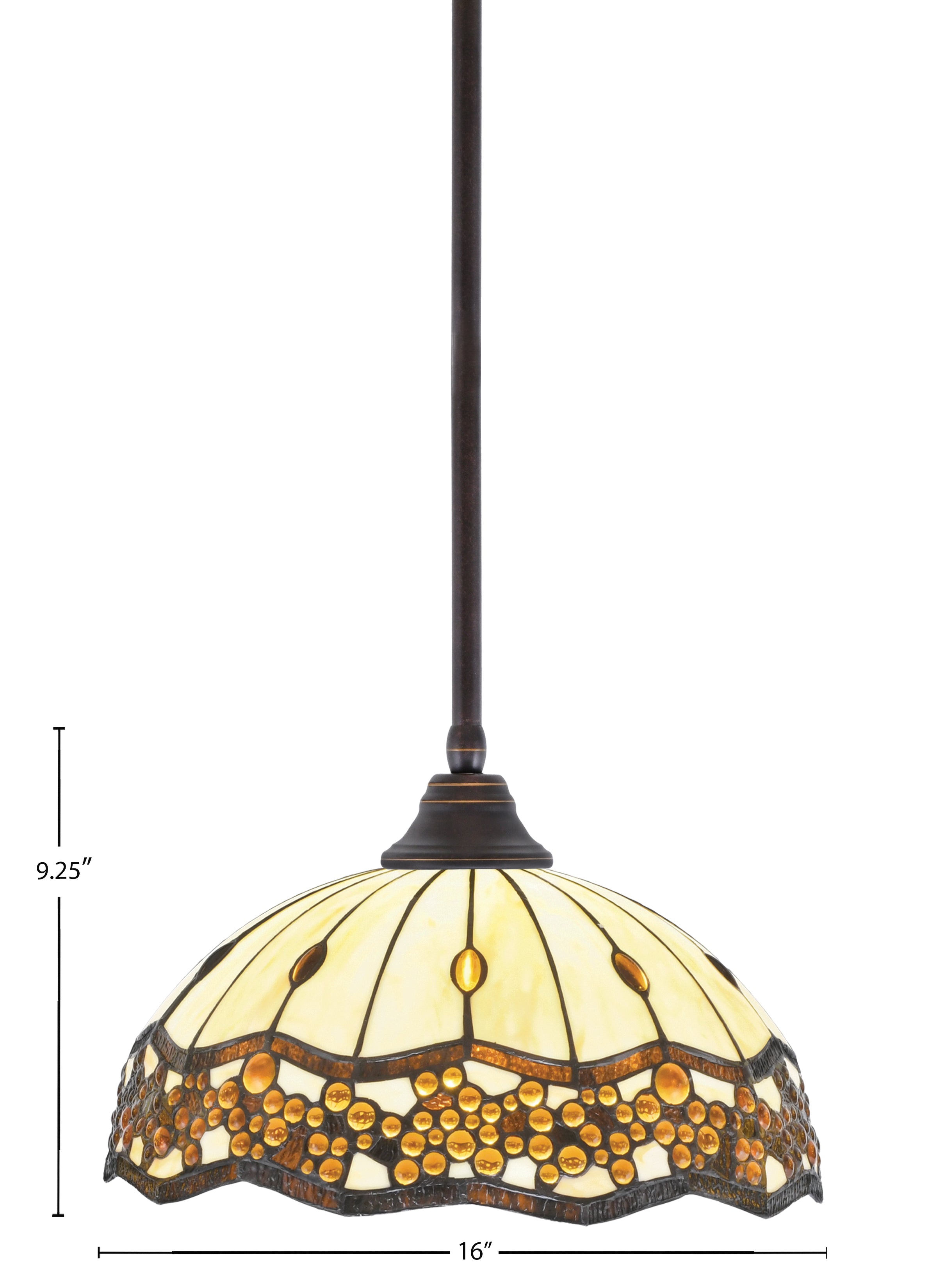 Any One Light Pendant in Dark Granite with 16" Roman Jewel Art Glass Shade
