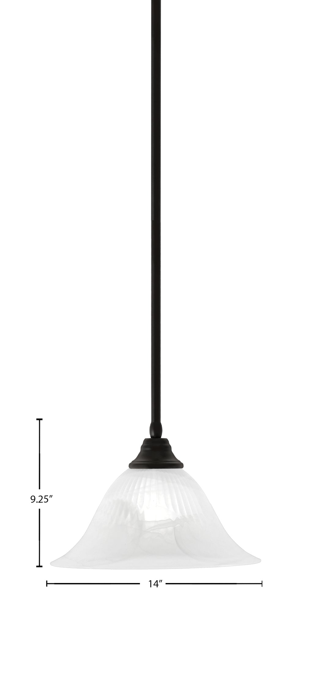 Any One Light Pendant in Espresso with 14" White Alabaster Swirl Shade