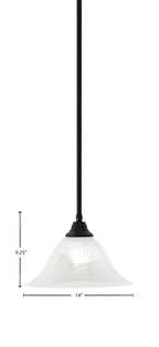 Any One Light Pendant in Espresso with 14" White Alabaster Swirl Shade