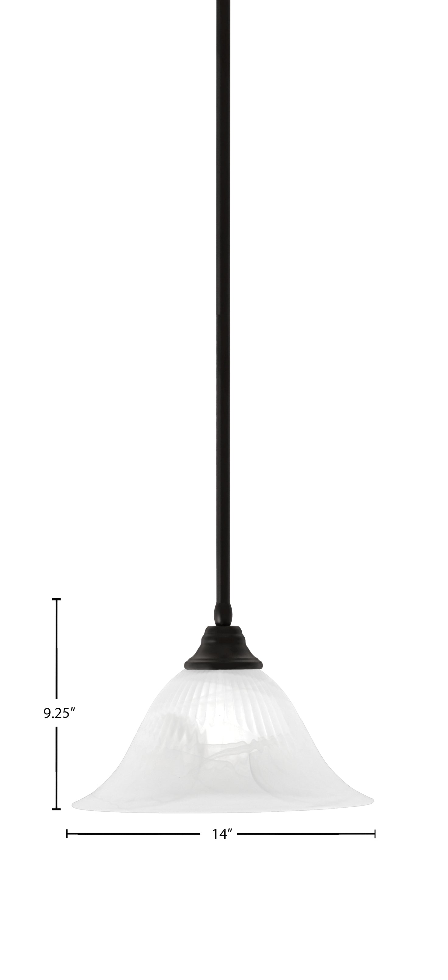 Any One Light Pendant in Espresso with 14" White Alabaster Swirl Shade