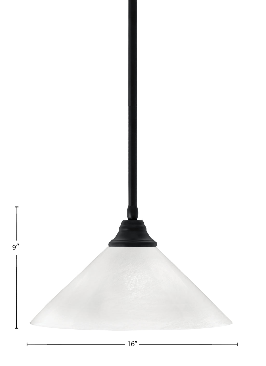 Any One Light Pendant in Matte Black with White Marble Shade