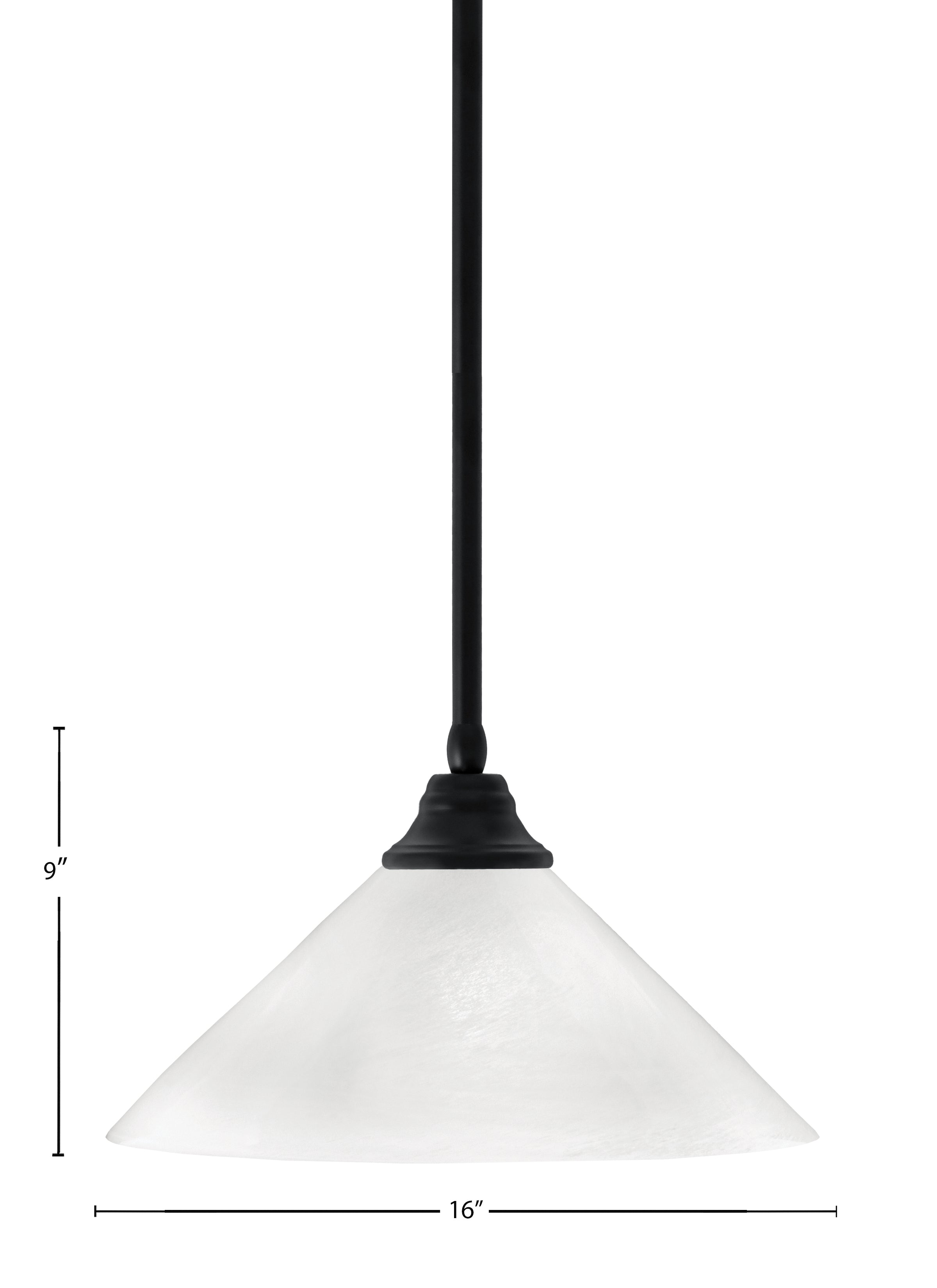 Any One Light Pendant in Matte Black with White Marble Shade
