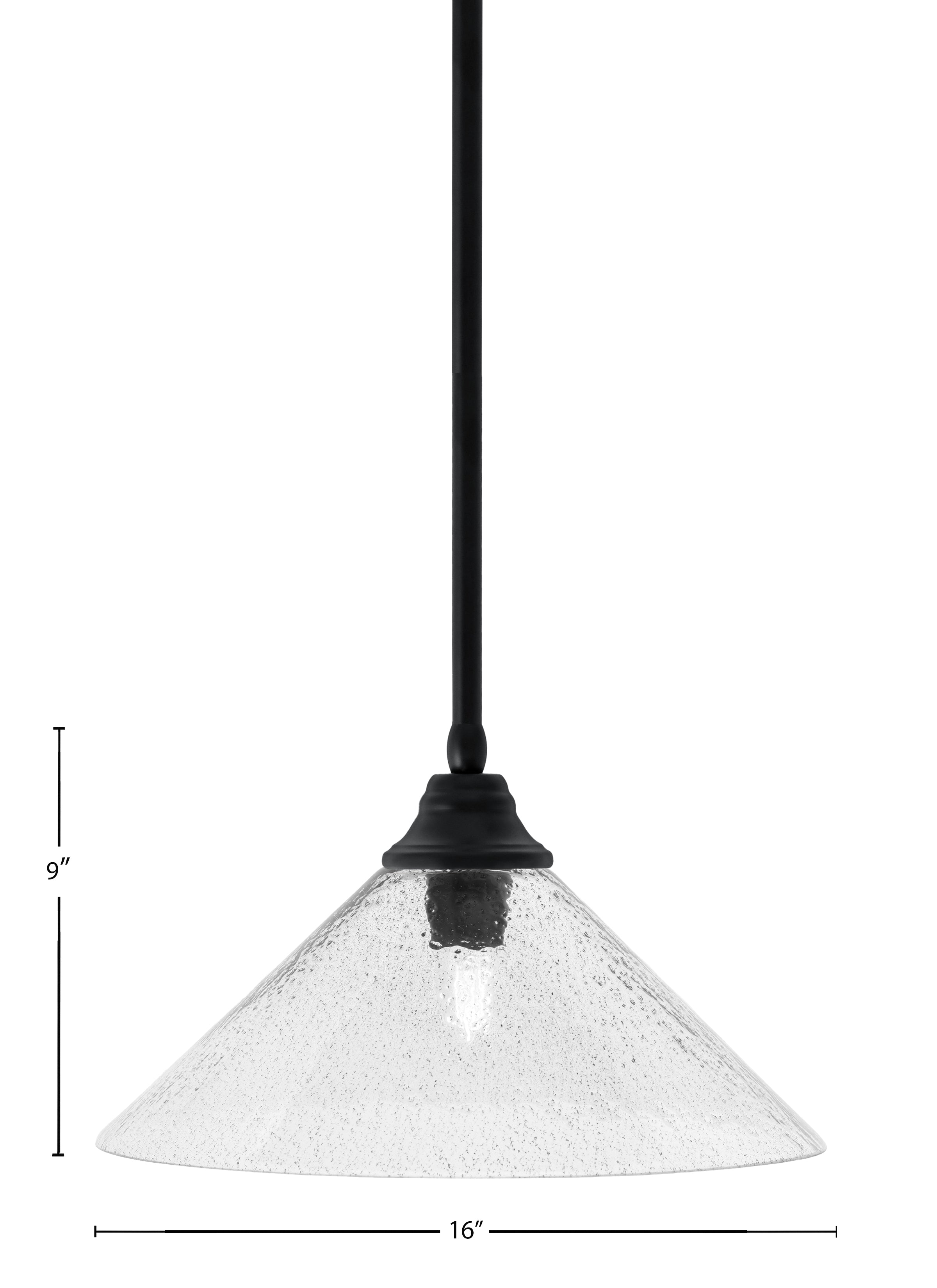 Any One Light Pendant in Matte Black with 16" Smoke Bubble Shade