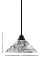 Any One Light Pendant in Matte Black with Onyx Swirl Shade