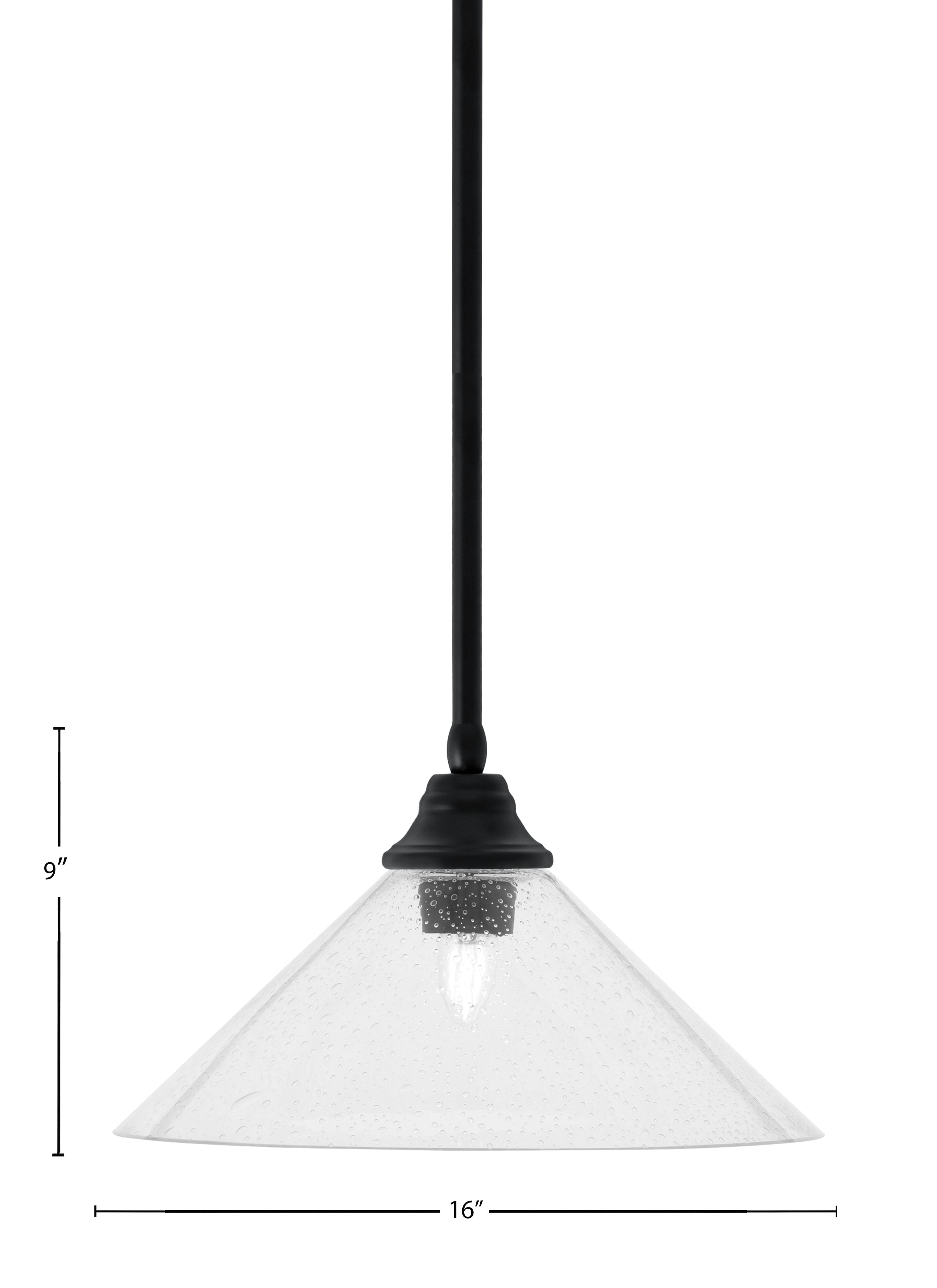 Any One Light Pendant in Matte Black with Clear Bubble Shade