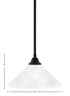 Any One Light Pendant in Matte Black with 16" Italian Bubble Shade