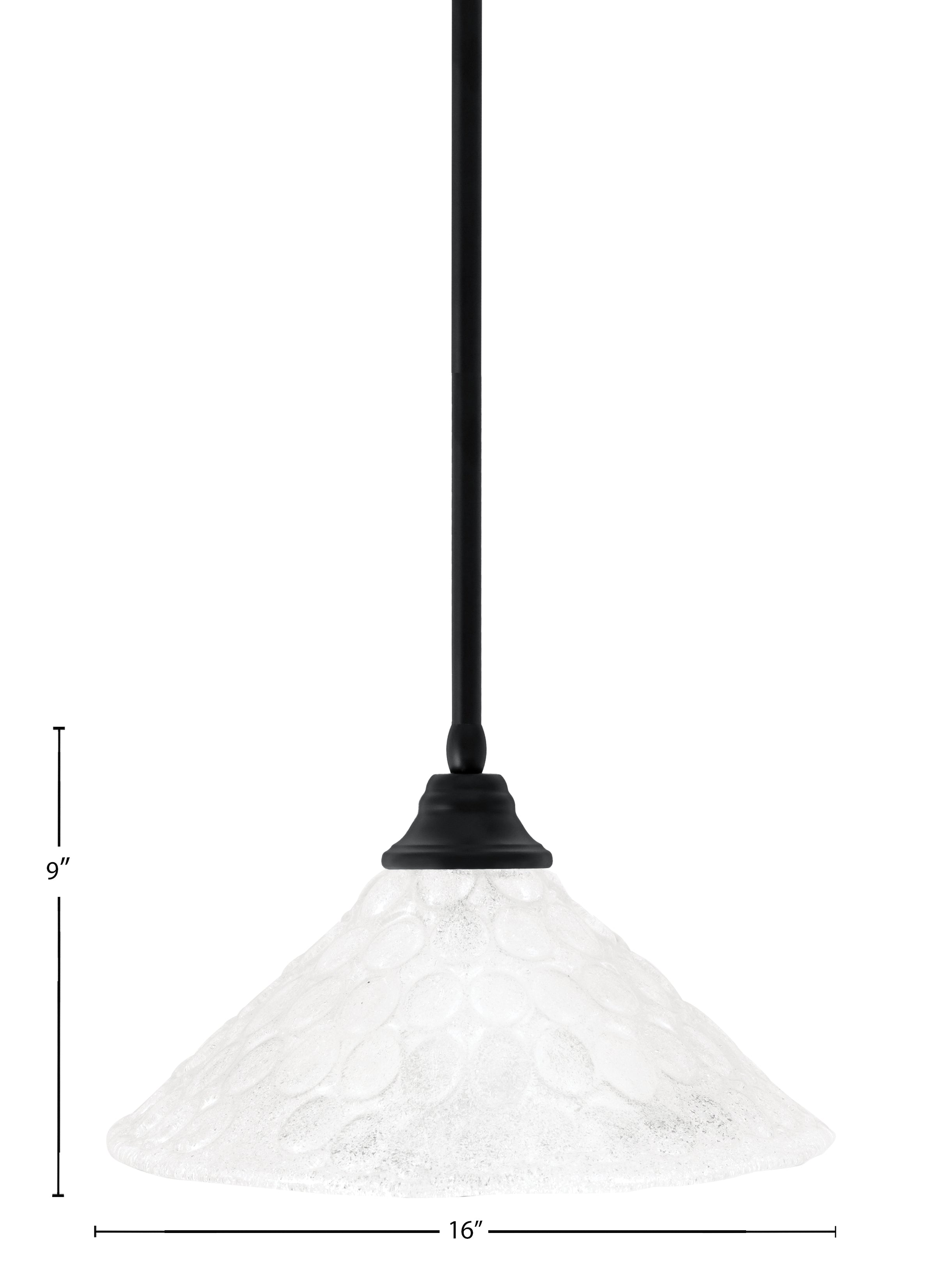 Any One Light Pendant in Matte Black with 16" Italian Bubble Shade