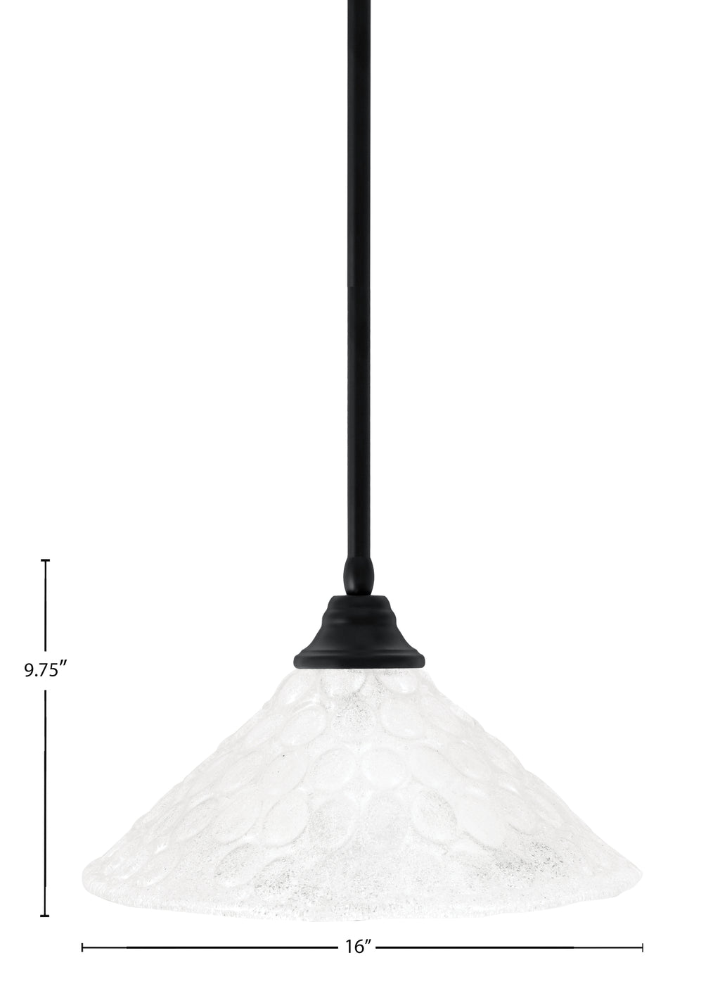 Any One Light Pendant in Matte Black with 16" Blue Italian Shade