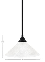 Any One Light Pendant in Matte Black with 16" Blue Italian Shade