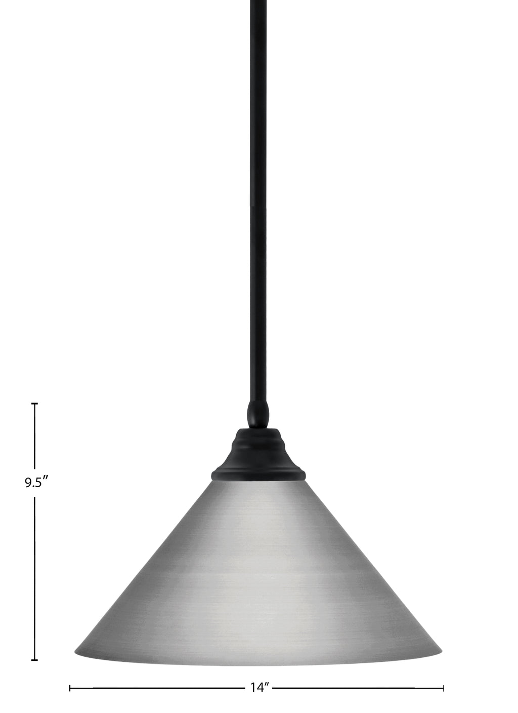 Any One Light Pendant in Matte Black with Brushed Nickel Cone Metal Shade Shade