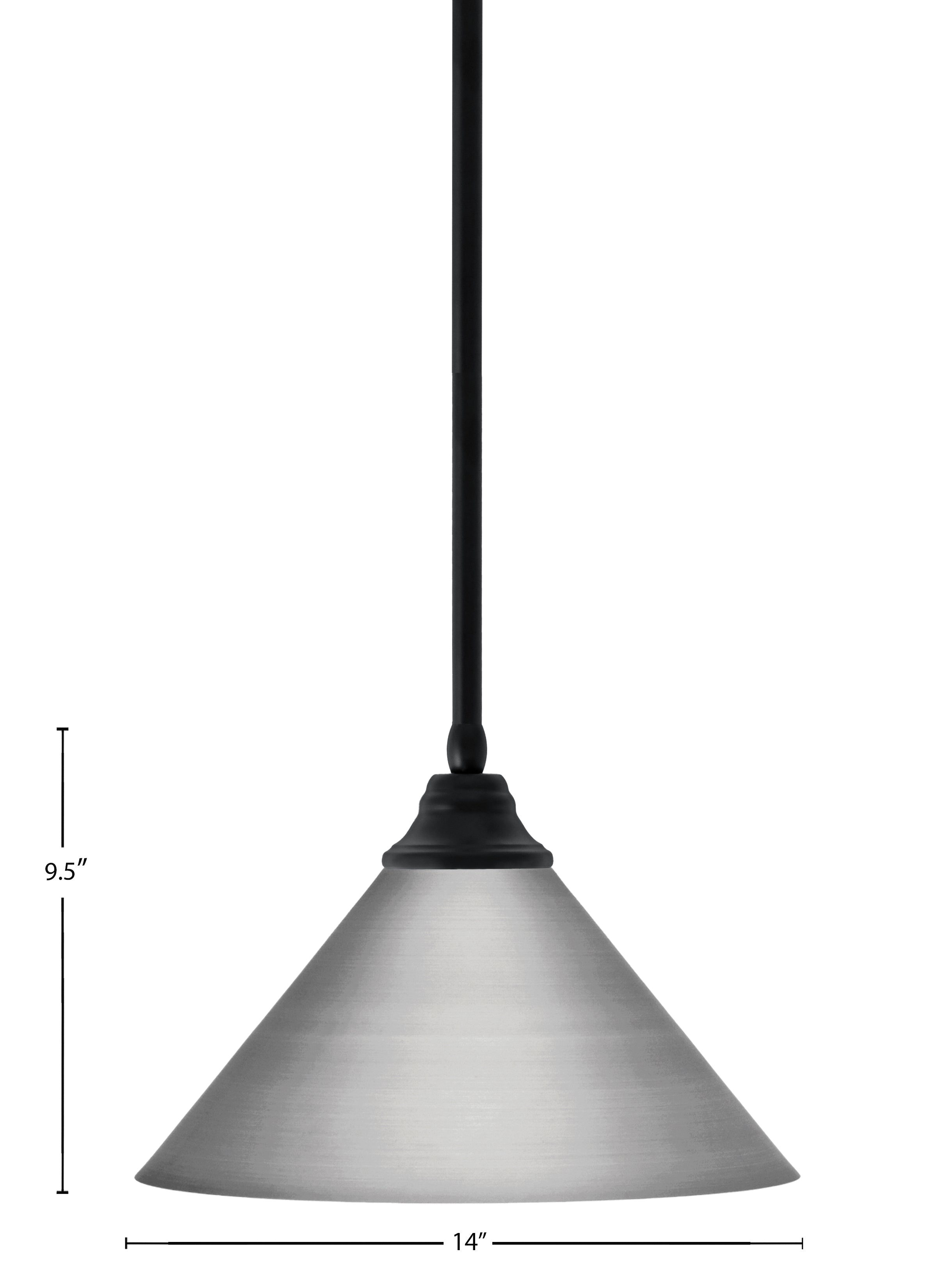Any One Light Pendant in Matte Black with Brushed Nickel Cone Metal Shade Shade