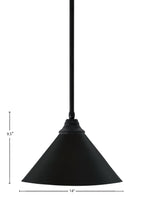 Any One Light Pendant in Matte Black with Matte Black Cone Metal Shade Shade