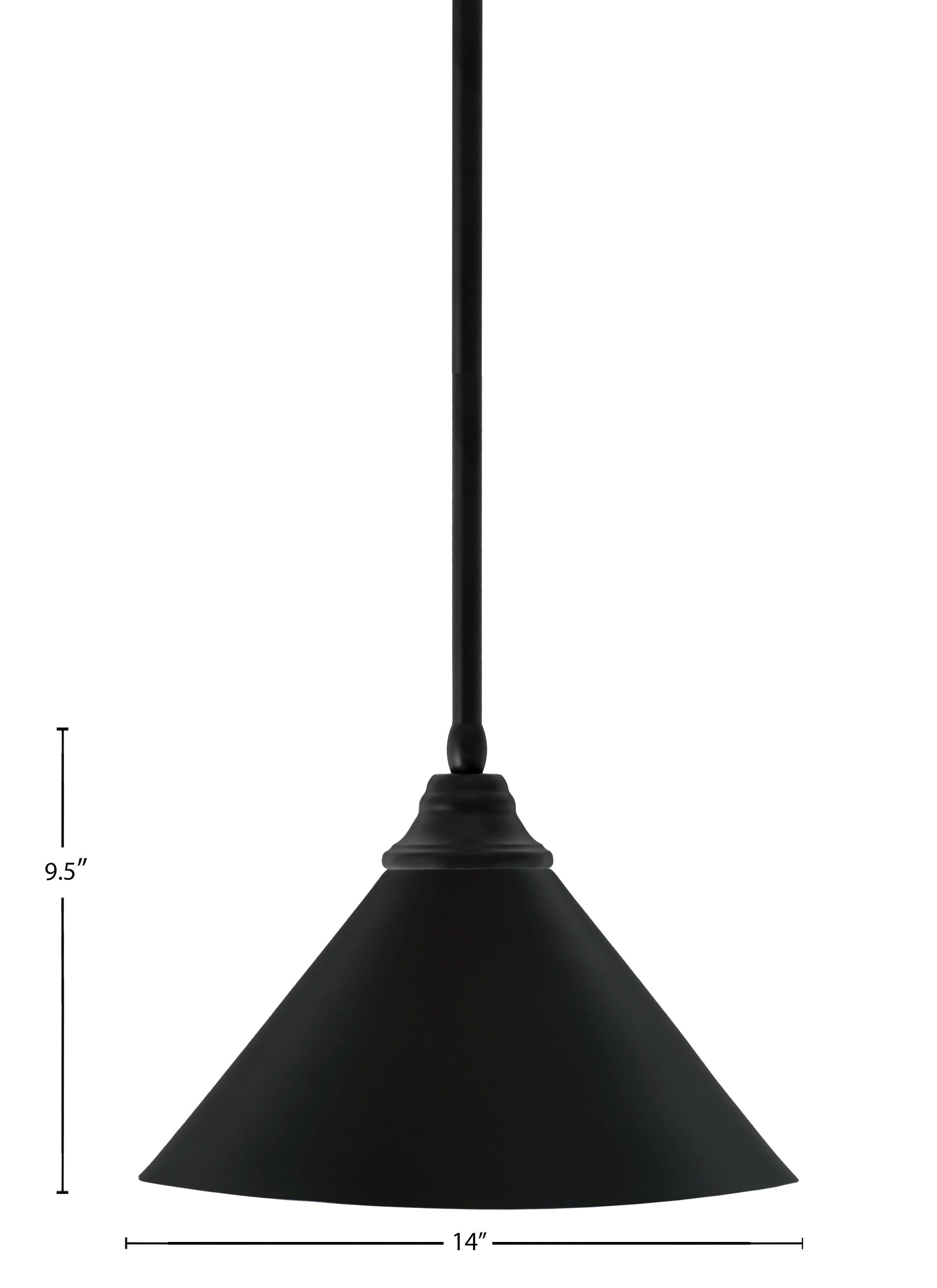 Any One Light Pendant in Matte Black with Matte Black Cone Metal Shade Shade