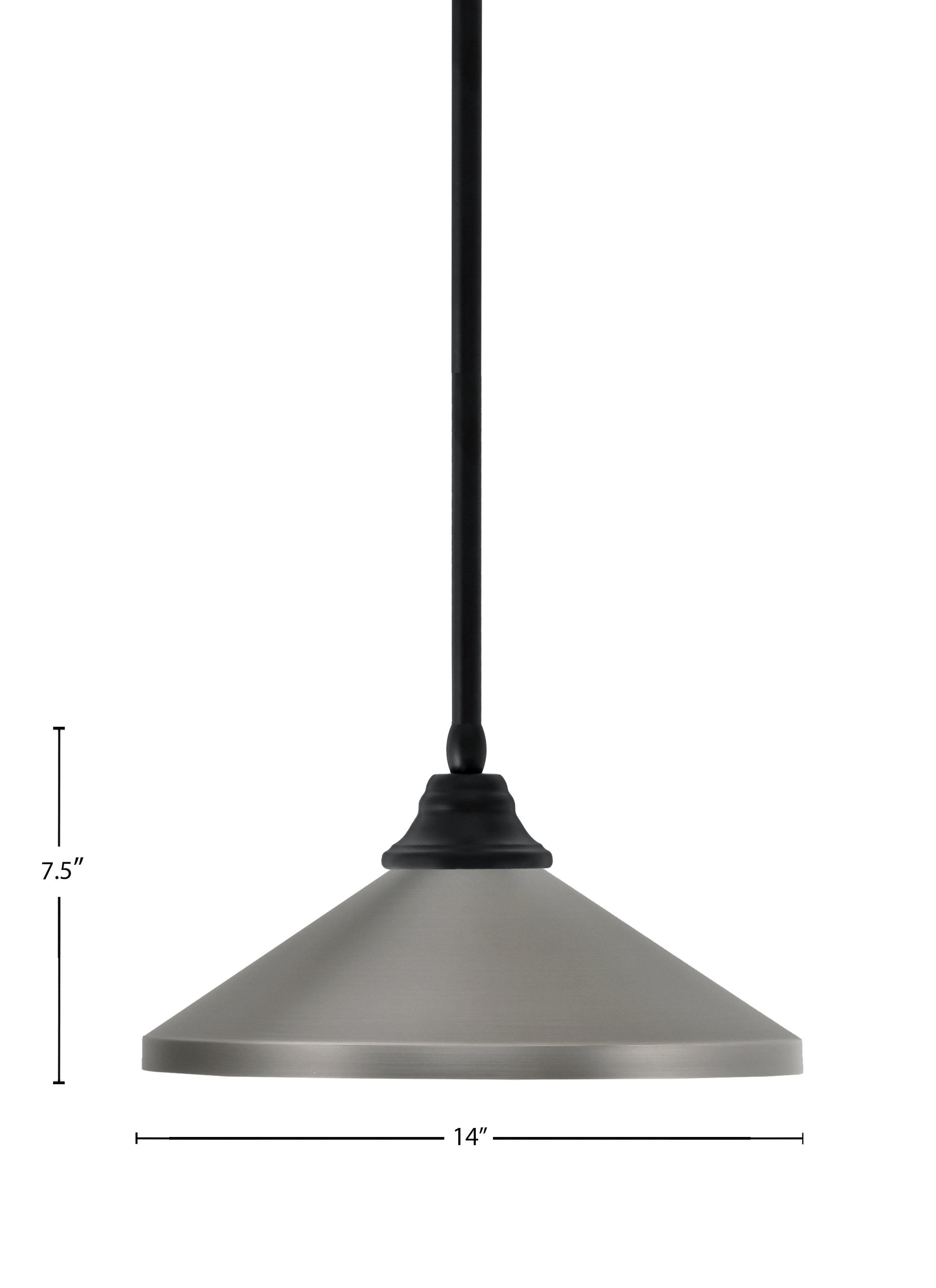 Any One Light Pendant in Matte Black with Graphite Cone Metal Shade Shade