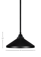 Any One Light Pendant in Matte Black with Matte Black Cone Metal Shade Shade