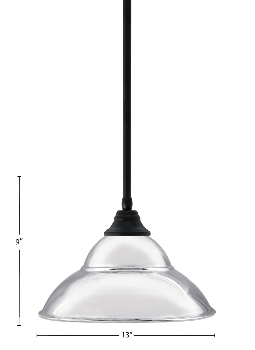 Any One Light Pendant in Matte Black with Chrome Double Bubble Metal Shade Shade