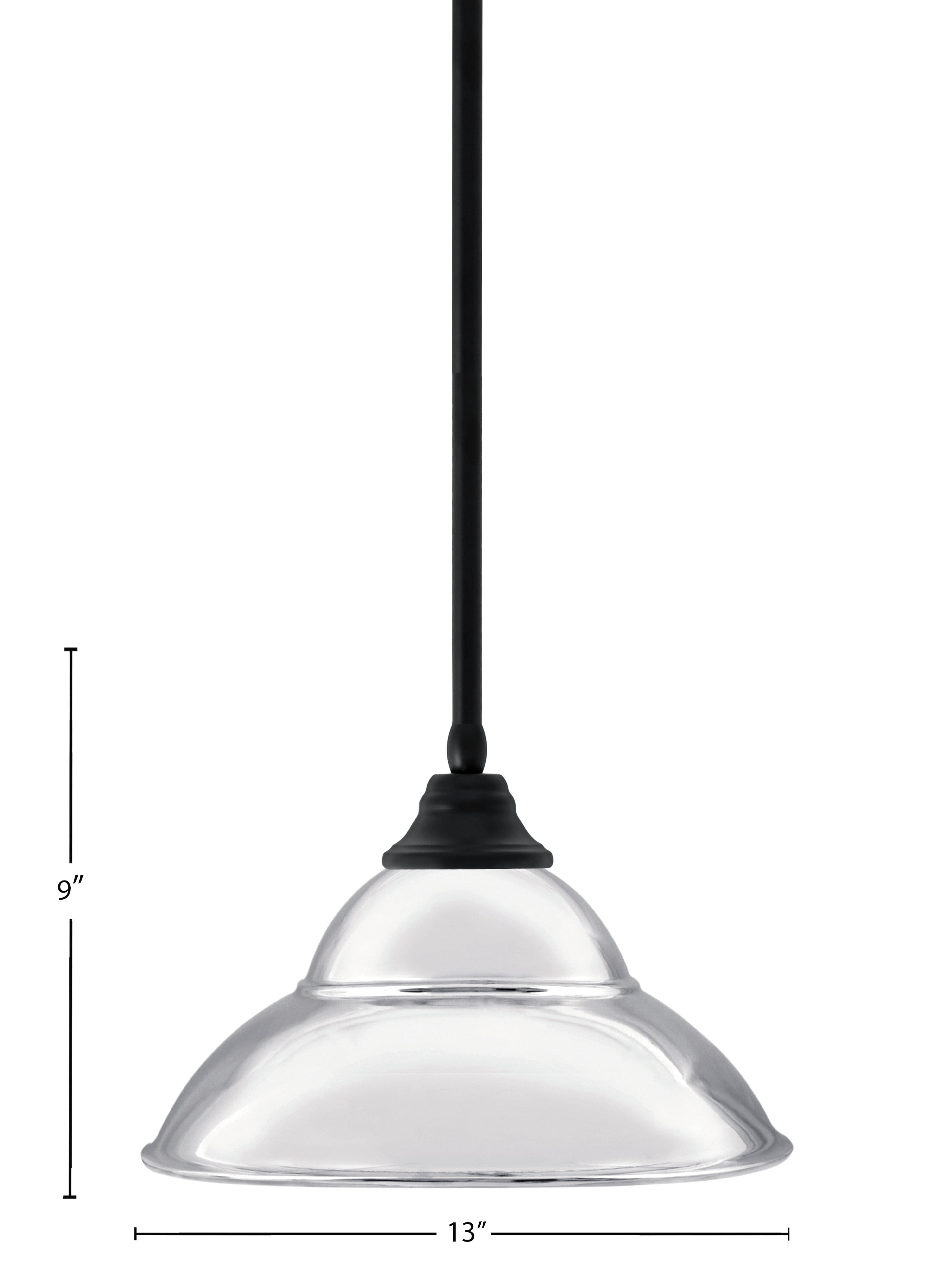 Any One Light Pendant in Matte Black with Chrome Double Bubble Metal Shade Shade