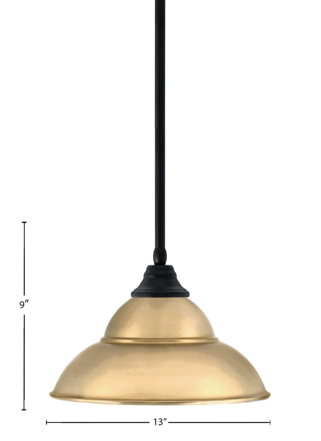 Any One Light Pendant in Matte Black with New Age Brass Double Bubble Metal Shade Shade