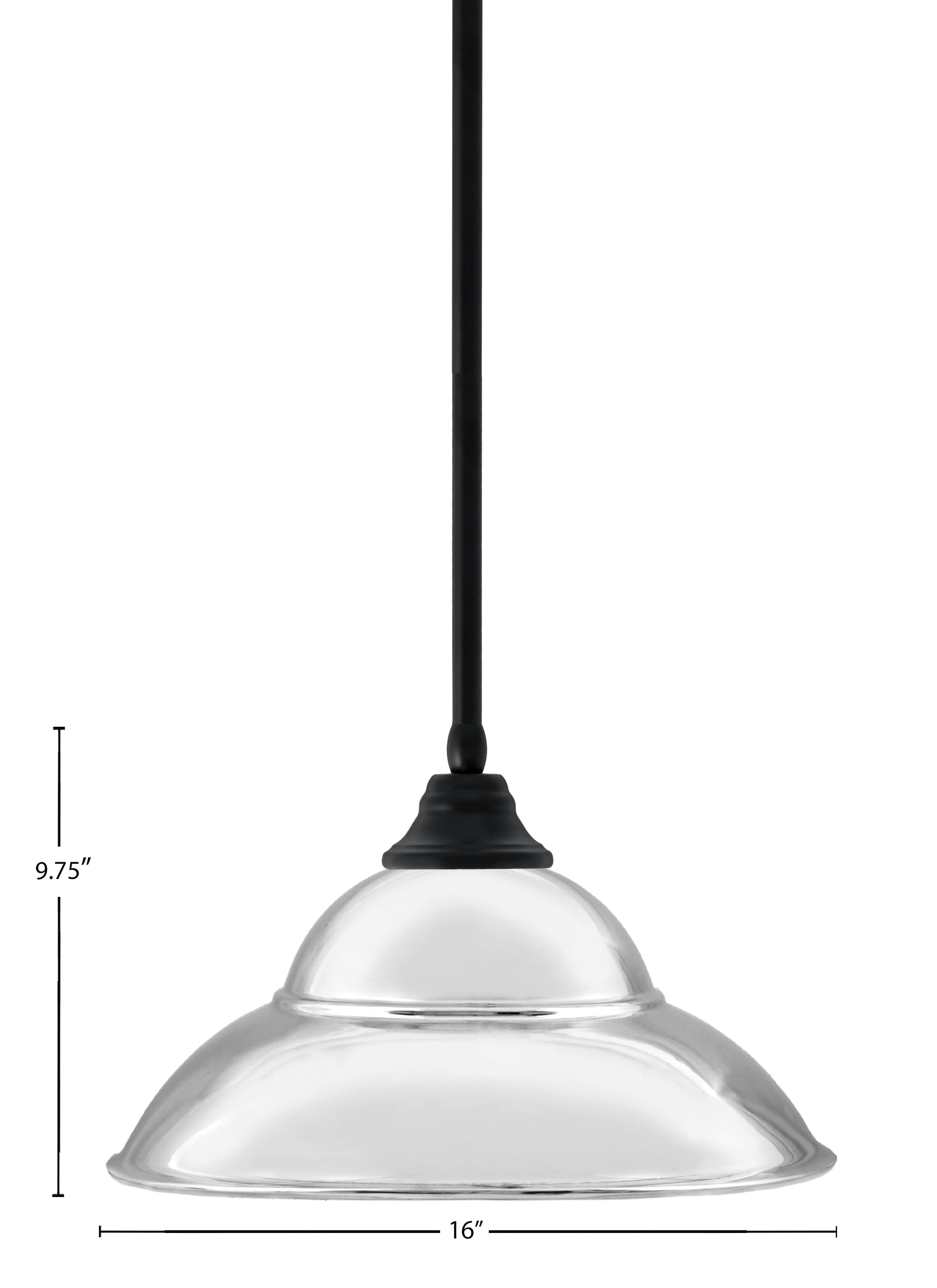 Any One Light Pendant in Matte Black with 16" Chrome Double Bubble Metal Shade Shade