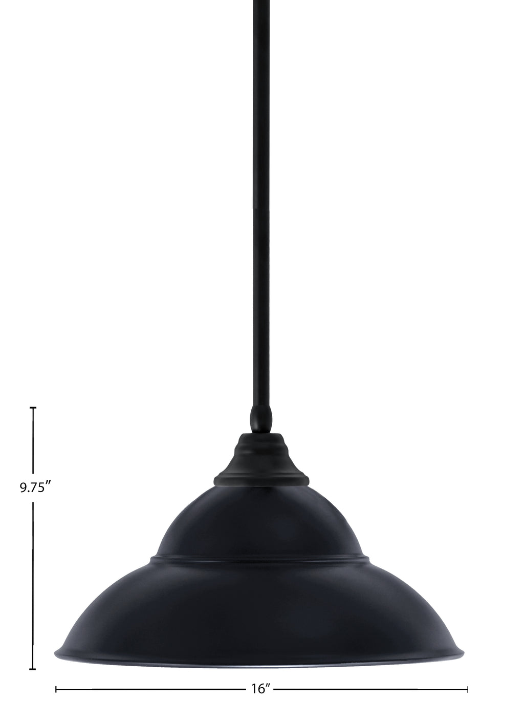 Any One Light Pendant in Matte Black with 16" Matte Black Double Bubble Metal Shade Shade
