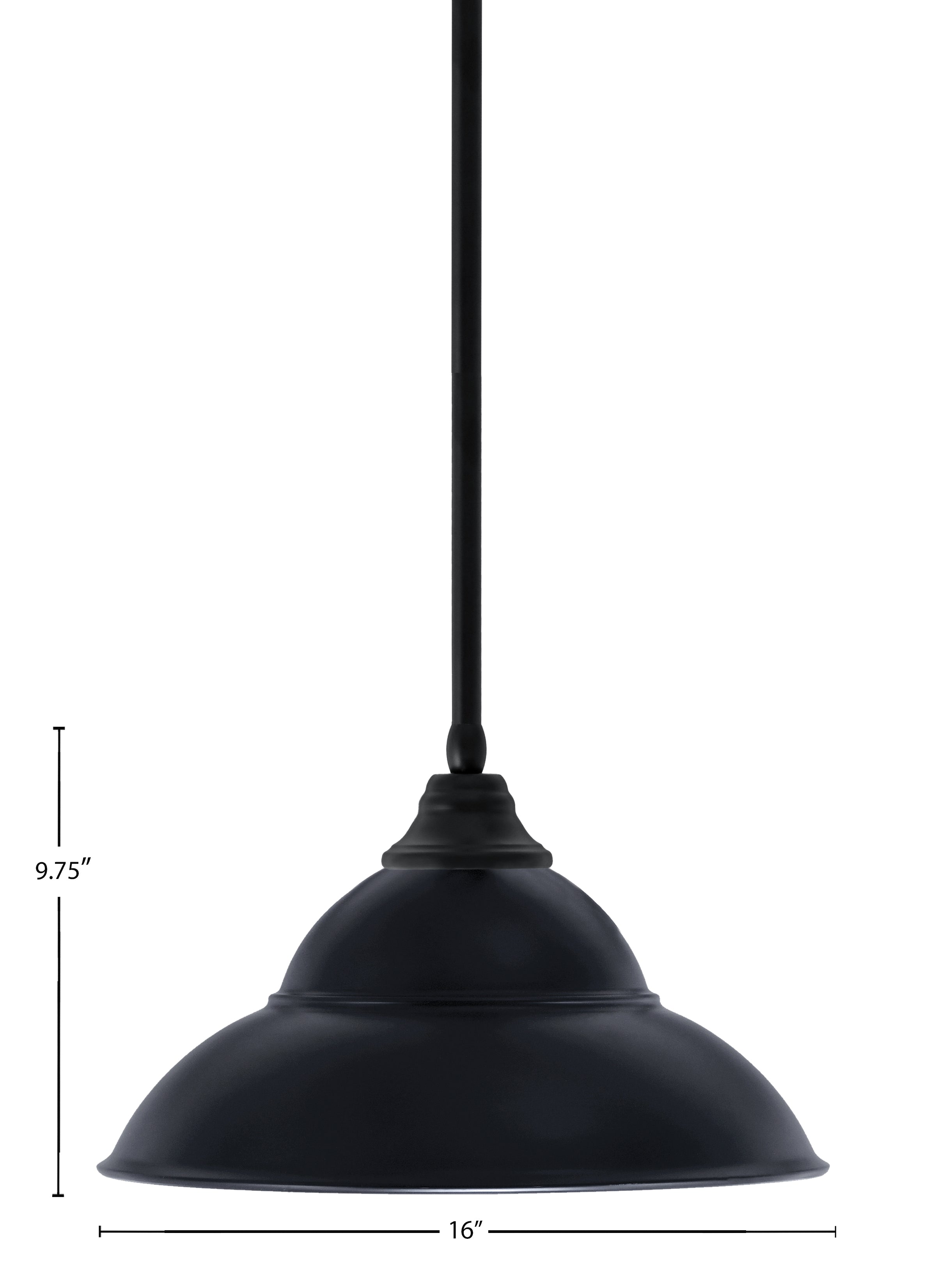 Any One Light Pendant in Matte Black with 16" Matte Black Double Bubble Metal Shade Shade