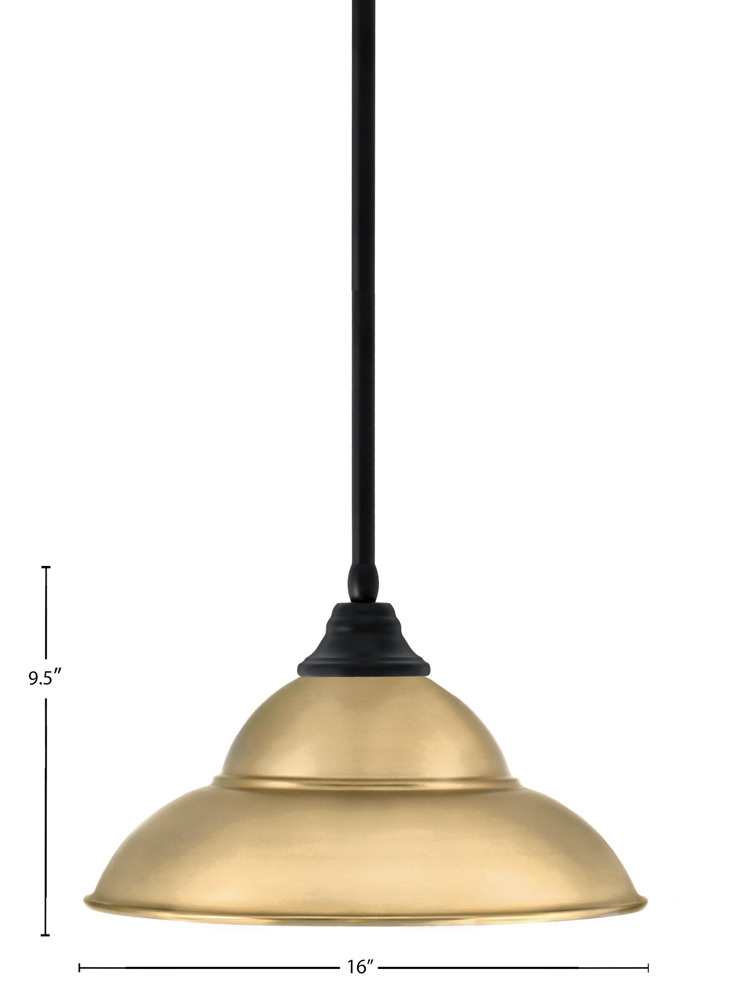 Any One Light Pendant in Matte Black with New Age Brass Double Bubble Metal Shade Shade