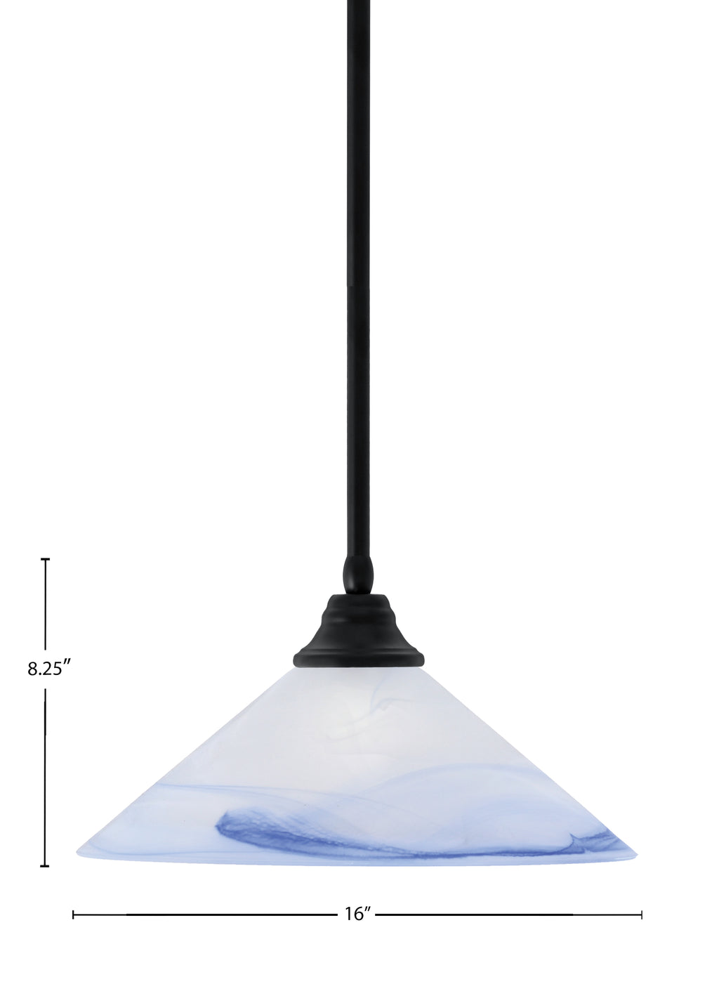 Any One Light Pendant in Matte Black with Blue Swirl Shade