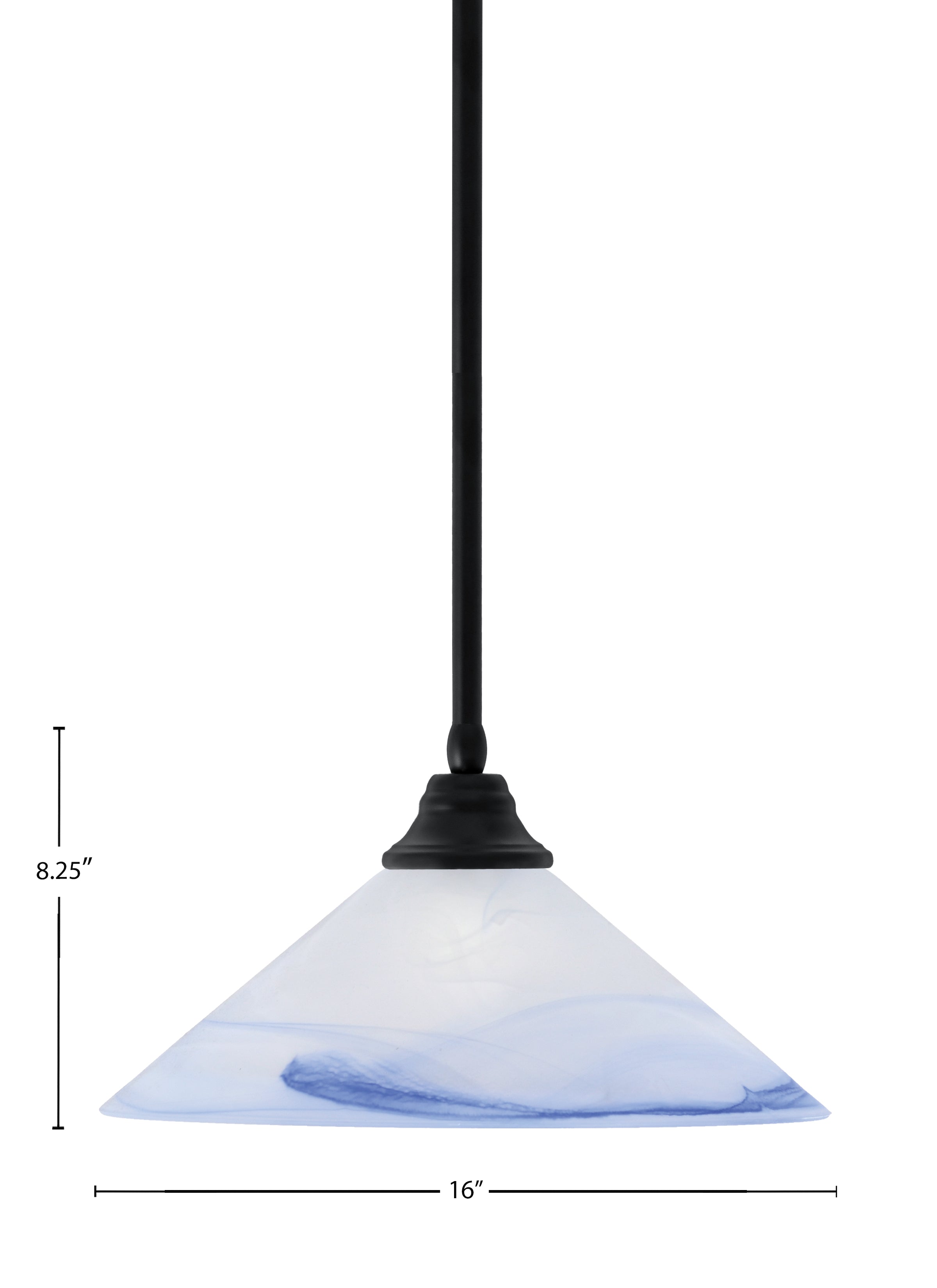 Any One Light Pendant in Matte Black with Blue Swirl Shade