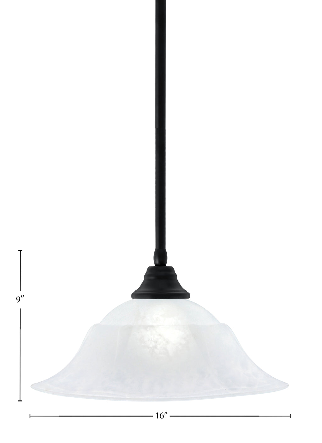 Any One Light Pendant in Matte Black with 16" White Marble Shade