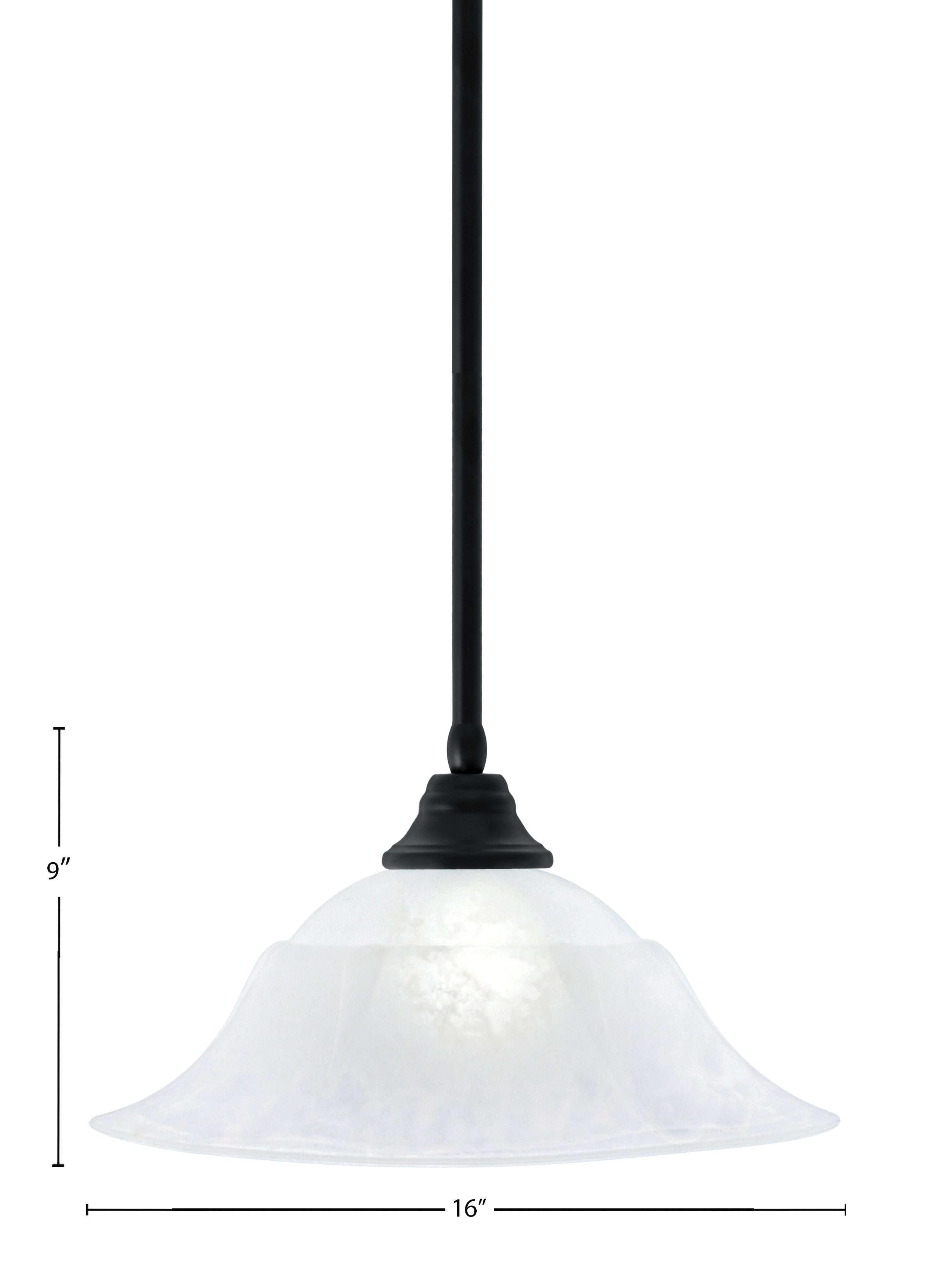 Any One Light Pendant in Matte Black with 16" White Marble Shade
