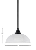Any One Light Pendant in Matte Black with Clear Ribbed Shade