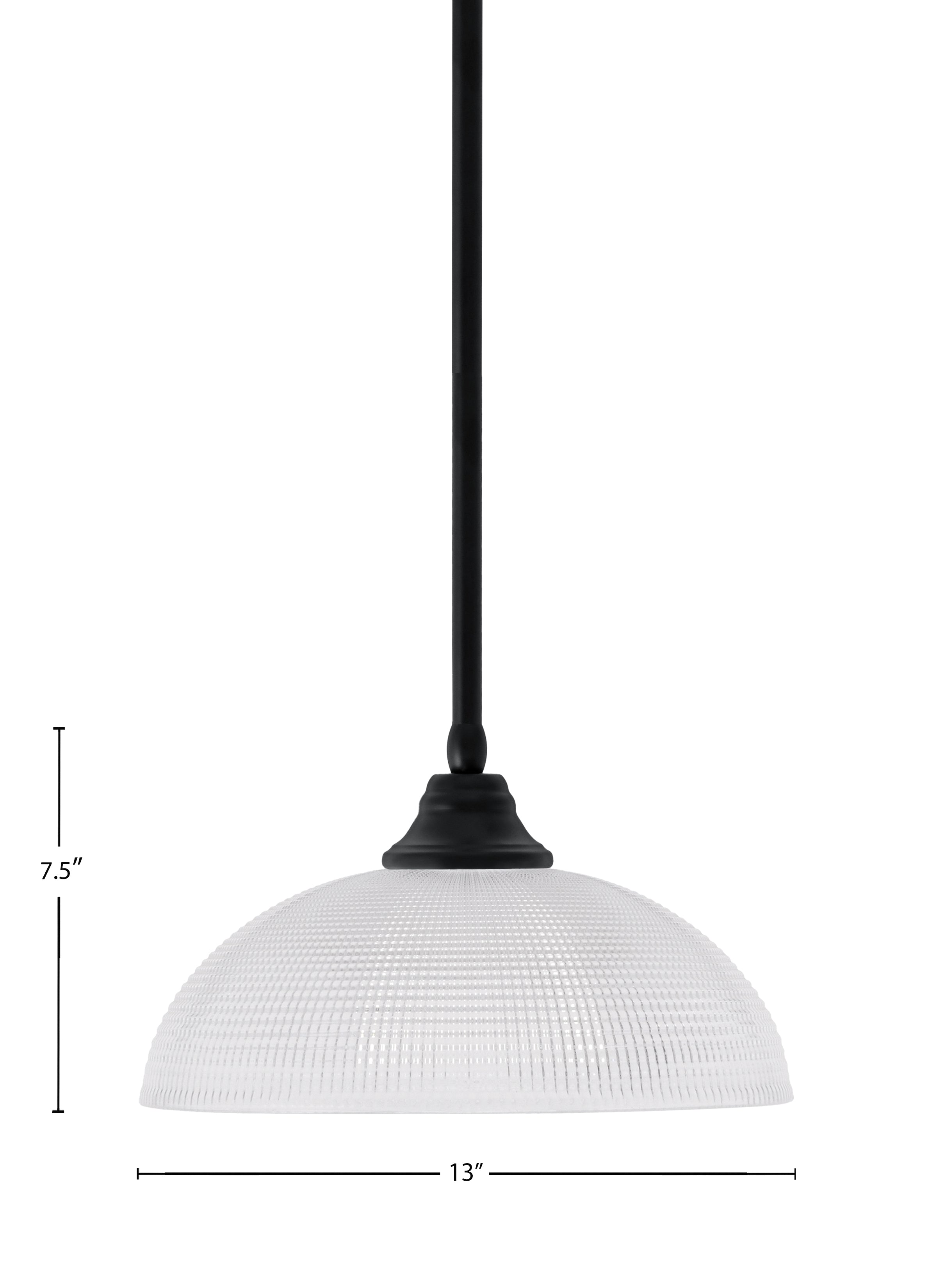 Any One Light Pendant in Matte Black with Clear Ribbed Shade