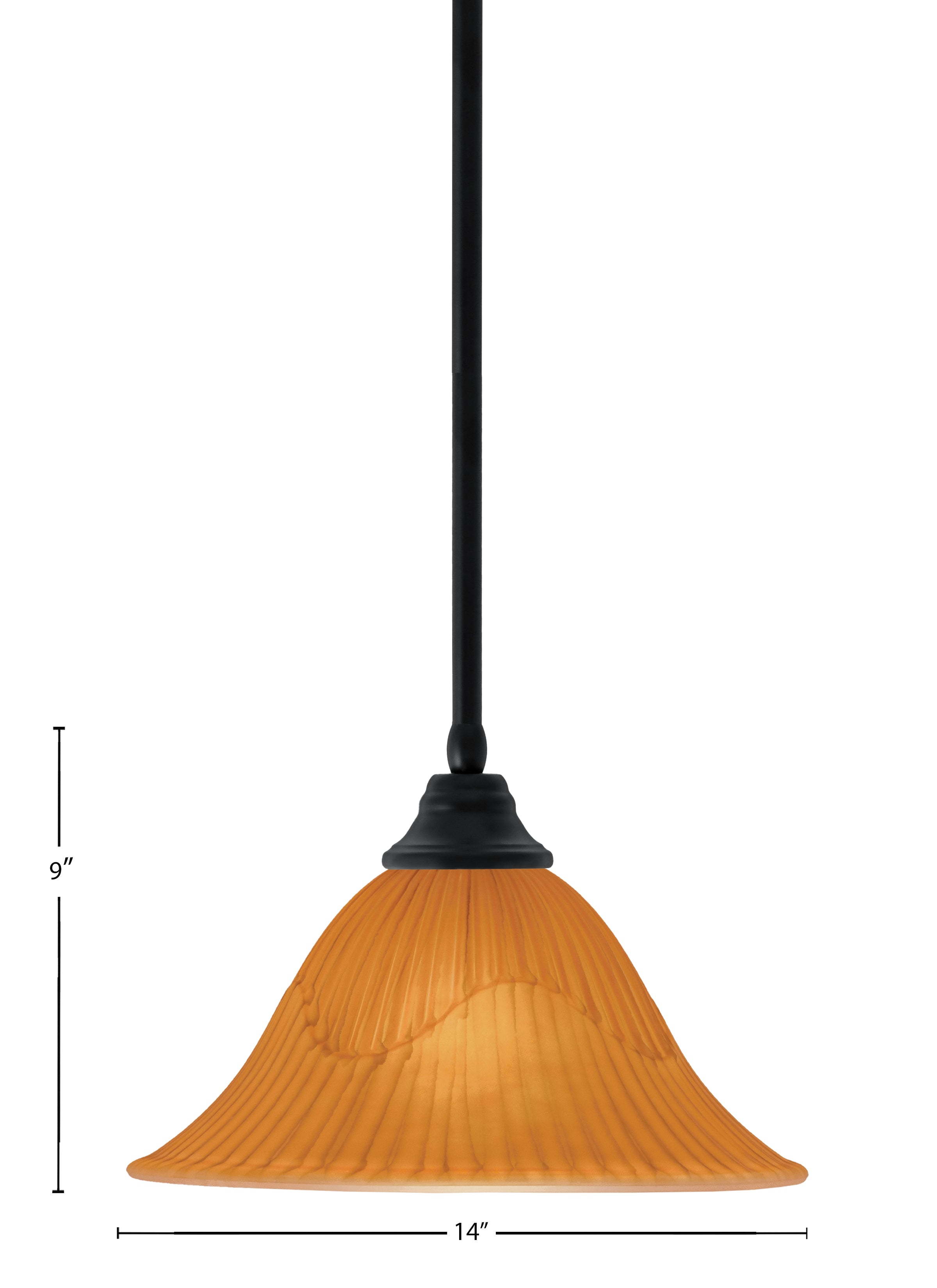 Any One Light Pendant in Matte Black with 14" Tiger Shade