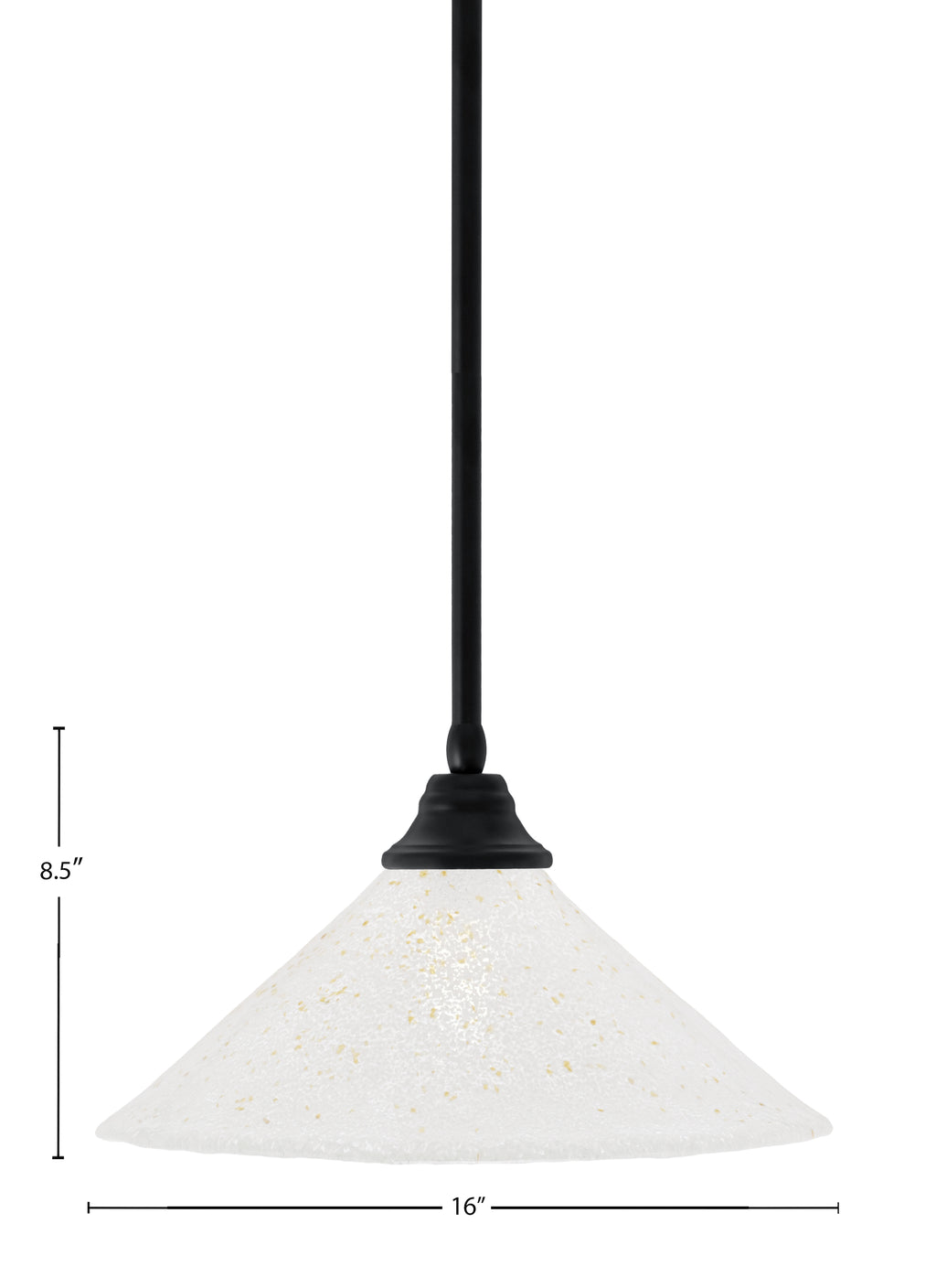 Any One Light Pendant in Matte Black with 16" Gold Ice Shade