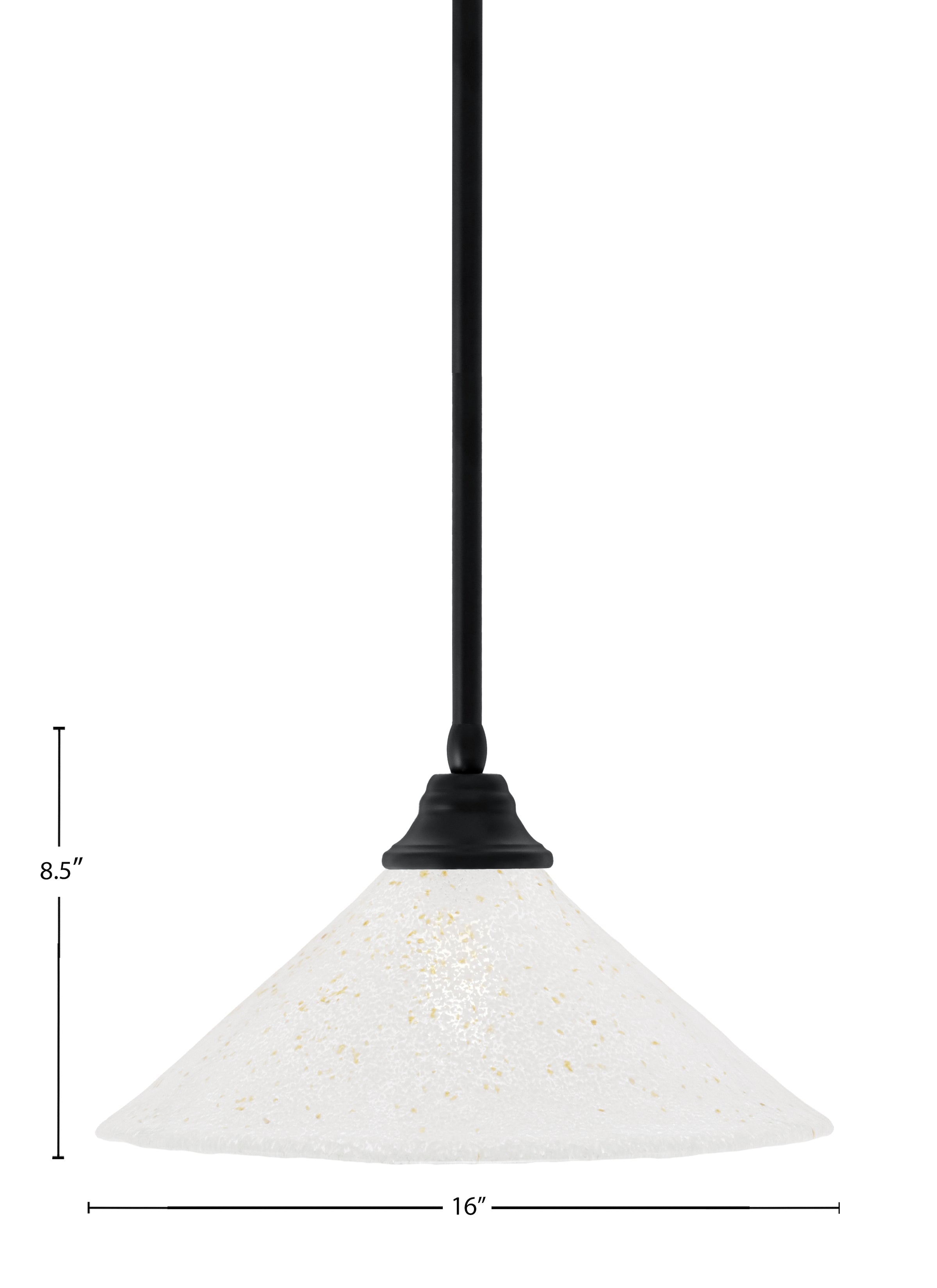 Any One Light Pendant in Matte Black with 16" Gold Ice Shade