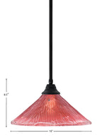 Any One Light Pendant in Matte Black with 16" Raspberry Crystal Shade