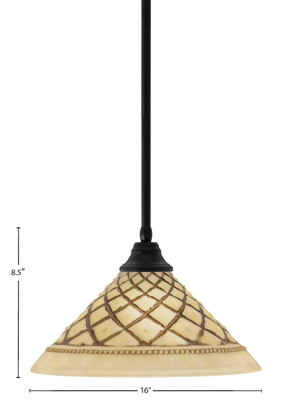 Any One Light Pendant in Matte Black with 16" Chocolate Icing Shade