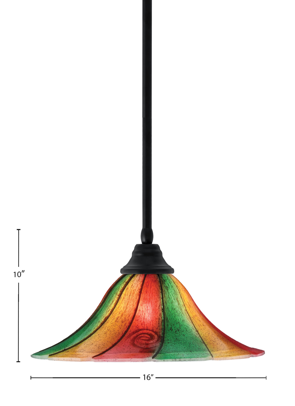 Any One Light Pendant in Matte Black with 16" Mardi Gras Shade