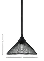 Any One Light Pendant in Matte Black with Matte Black Cone Mesh Metal Shade Shade
