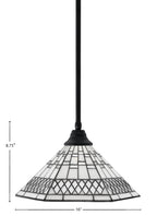 Any One Light Pendant in Matte Black with 16" Pewter Art Glass Shade