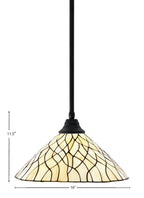 Any One Light Pendant in Matte Black with 16" Sandhill Art Glass Shade