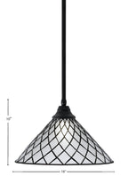 Any One Light Pendant in Matte Black with 16" Diamond Ice Art Glass Shade