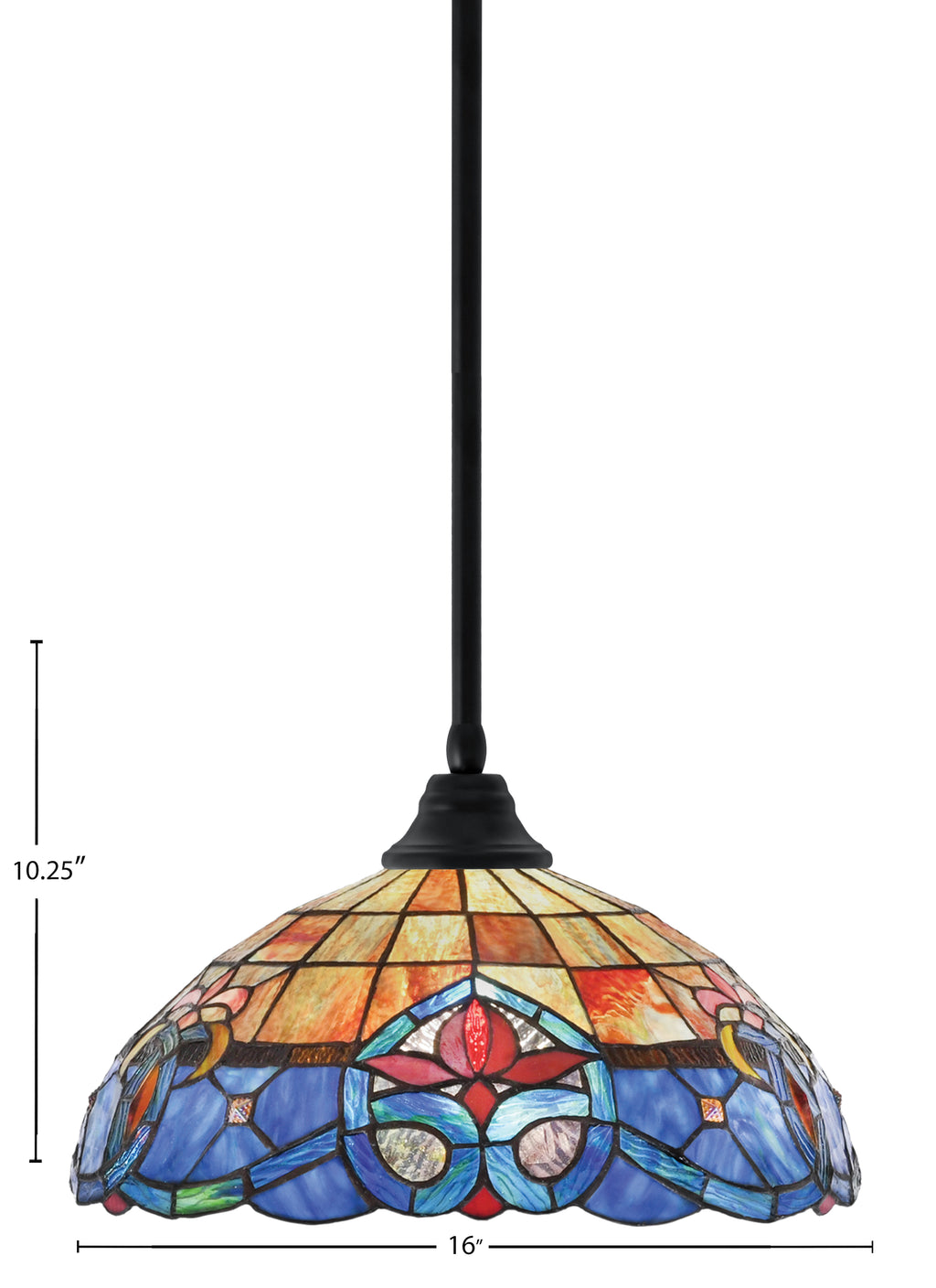 Any One Light Pendant in Matte Black with Sierra Art Glass Shade